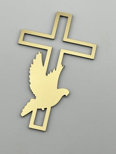 Топер хрестик для торта золотий, на хрещення, великдень